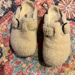 Papillio Cream Fuzzy Slippers Birkenstock platform